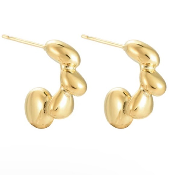 Elegant Gold toned Earrings stainless steel alloy coated shiny melting pebbles - Picture 1 of 7